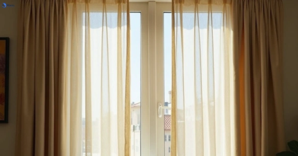 Dusty and dull curtains in hope-island before steam cleaning